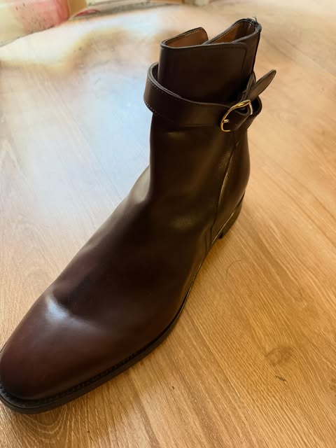 Brown leather Jodhpur boot with an ankle buckle
